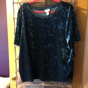 Blue crushed velvet shirt